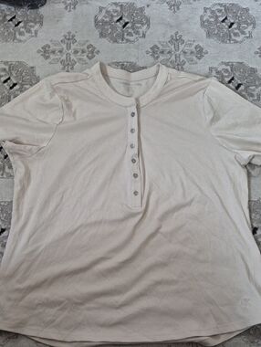 XL: Calvin Klein Light Cream Short-Sleeve Henley Tee